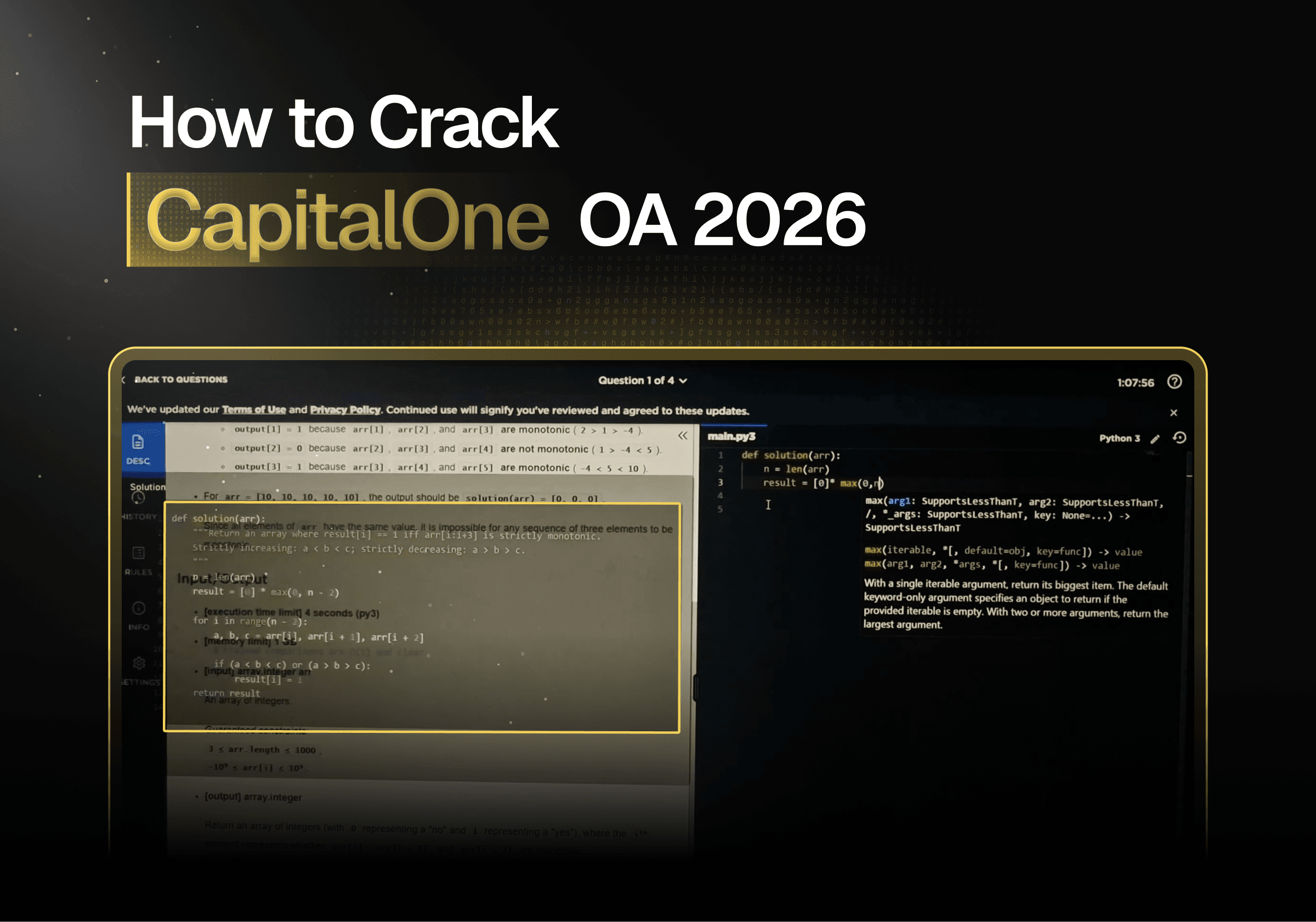CapitalOne Software Engineer CodeSignal OA (Sep 2025)