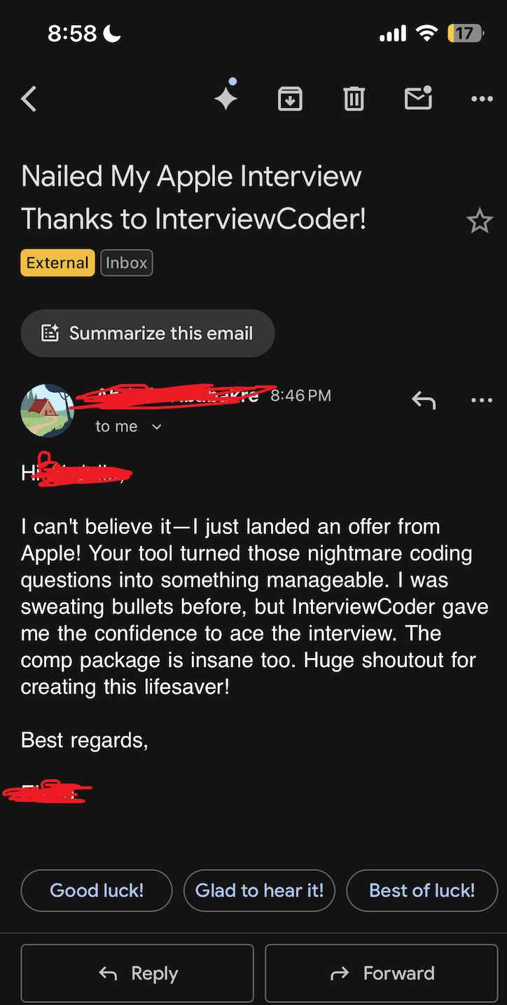 AI Interview Assistant - Anonymous User testimonial screenshot