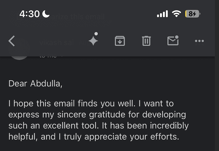 Anonymous User testimonial screenshot