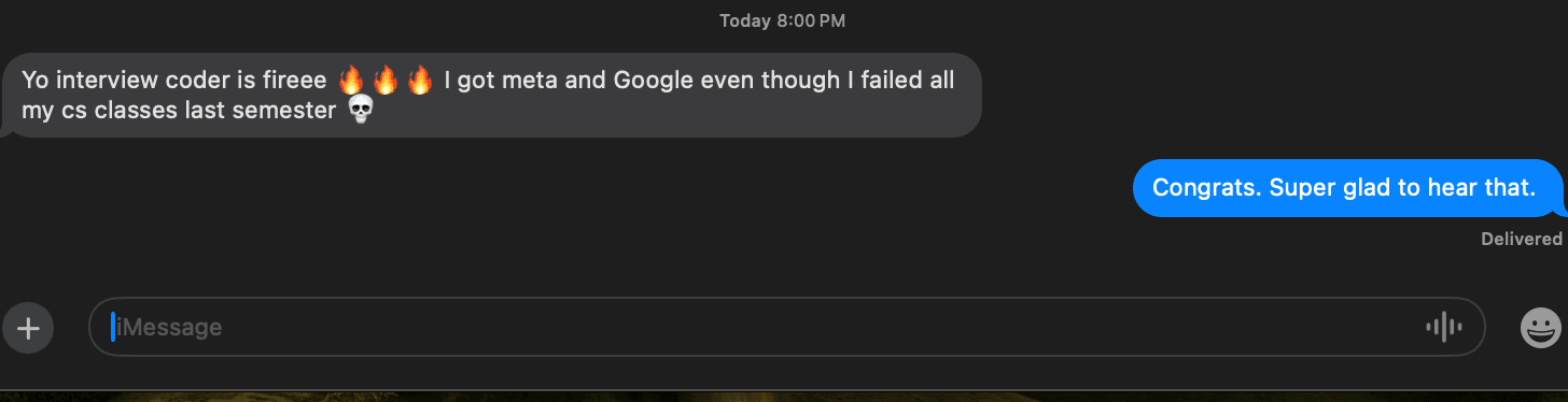 iMessage chat screenshot for Story 1